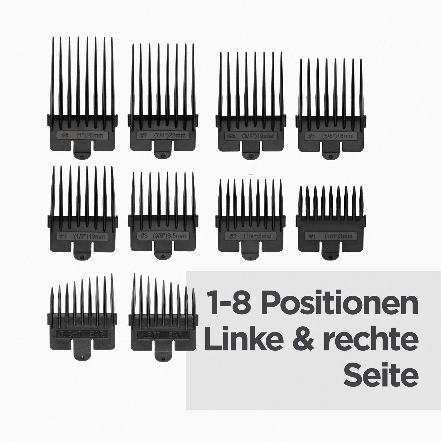 1-8 Positionen, Linke & rechte Seite